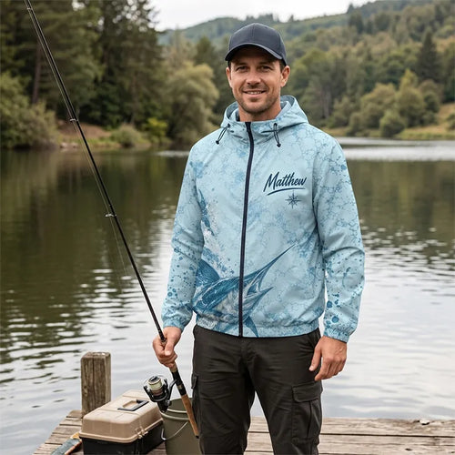 3D Fishing Deep Sea Marlin Ocean Design Windbreaker Jacket