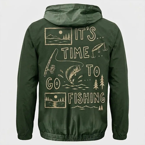 Personalized It's Time To Go Fishing Fathom Thread Windbreaker Jacket