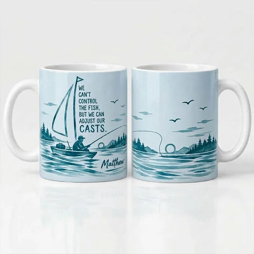 Personalized We Can't Control The Fish Fishing Ceramic Mug
