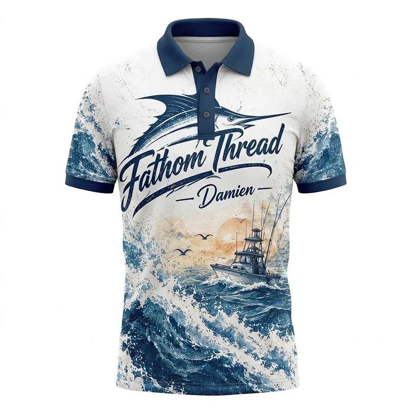 Fathom Thread Marlin Saltwater Adventure Polo Shirt