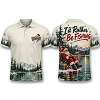 I'd Rather Be Fishing Santa Christmas Polo Shirt