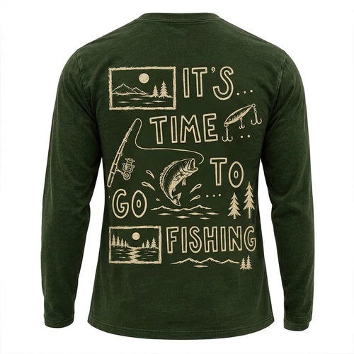 Personalized It's Time To Go Fishing Fathom Thread Long Sleeve Shirt