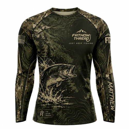 Fathom Thread Fish More Worry Less Fishing Long Sleeve Shirt