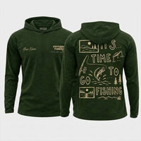 Personalized It's Time To Go Fishing Fathom Thread Hooded Long Sleeve Shirt