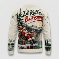 I'd Rather Be Fishing Santa Christmas Sweater