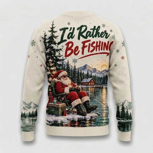 I'd Rather Be Fishing Santa Christmas Sweater