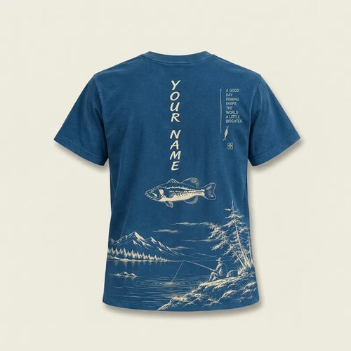 Personalized Vintage Bass Fishing Graphic T-Shirt