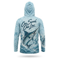 3D Fishing Deep Sea Marlin Ocean Design Long Sleeve Hooded Shirt
