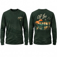 Personalized Off the Grid Fishing Topographic Map Long Sleeve Shirt