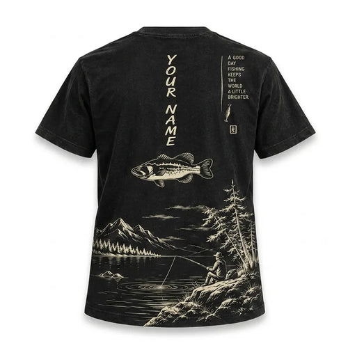 Personalized Vintage Bass Fishing Graphic T-Shirt