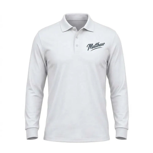 Personalized Matthew 4:19 Fishers of Men Christian Fishing Polo Long Sleeve Shirt