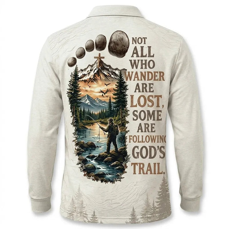 Faith Over Mountains Personalized Name Christian Polo Long Sleeve Shirt
