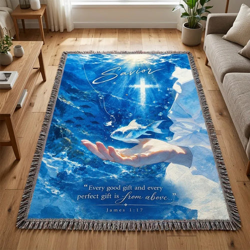 Savior James 1:17 Christian Ocean Faith Tassels Blanket