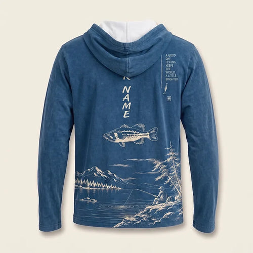 Personalized Vintage Bass Fishing Graphic Hooded Long Sleeve Shirt