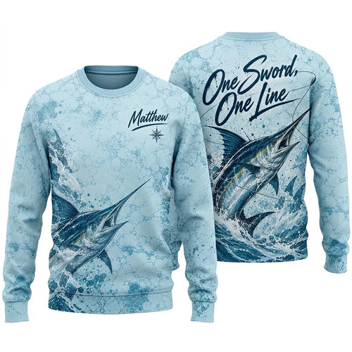 3D Fishing Deep Sea Marlin Ocean Design Sweater