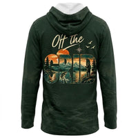 Personalized Off the Grid Fishing Topographic Map Hooded Long Sleeve Shirt