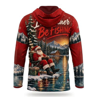 I'd Rather Be Fishing Santa Christmas Hooded Long Sleeve Shirt