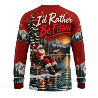 I'd Rather Be Fishing Santa Christmas Long Sleeve Shirt