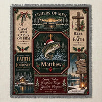 Gone Fishing with Jesus Personalized Christmas Fishing Tassels Blanket