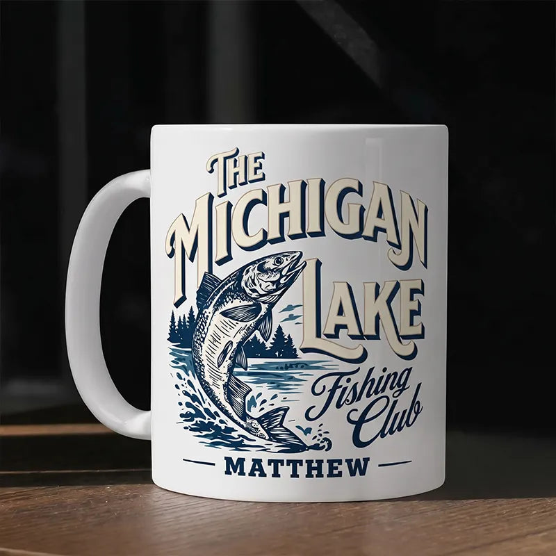 Personalized The Michigan Lake Fishing Club Ceramic Mug