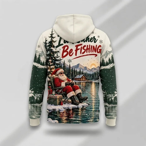 I'd Rather Be Fishing Santa Christmas 3D Hoodie