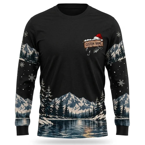 I'd Rather Be Fishing Santa Christmas Long Sleeve Shirt