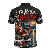 I'd Rather Be Fishing Santa Christmas Polo Shirt