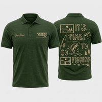 Personalized It's Time To Go Fishing Fathom Thread Polo Shirt