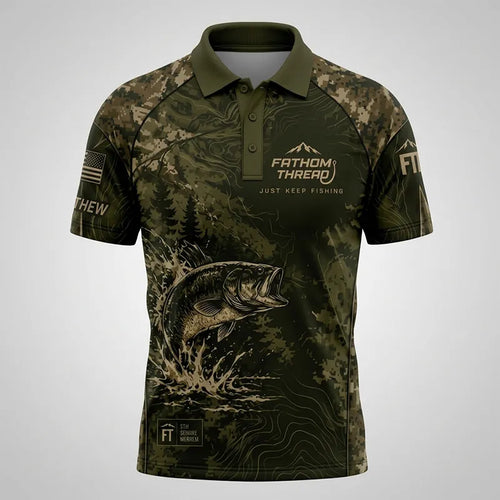 Fathom Thread Fish More Worry Less Fishing Polo Shirt