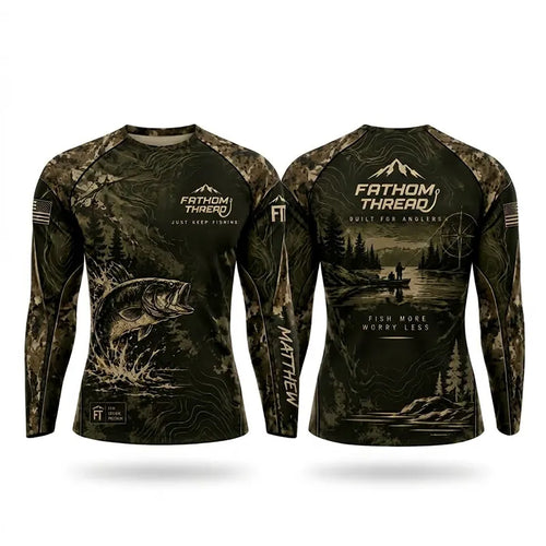 Fathom Thread Fish More Worry Less Fishing Long Sleeve Shirt