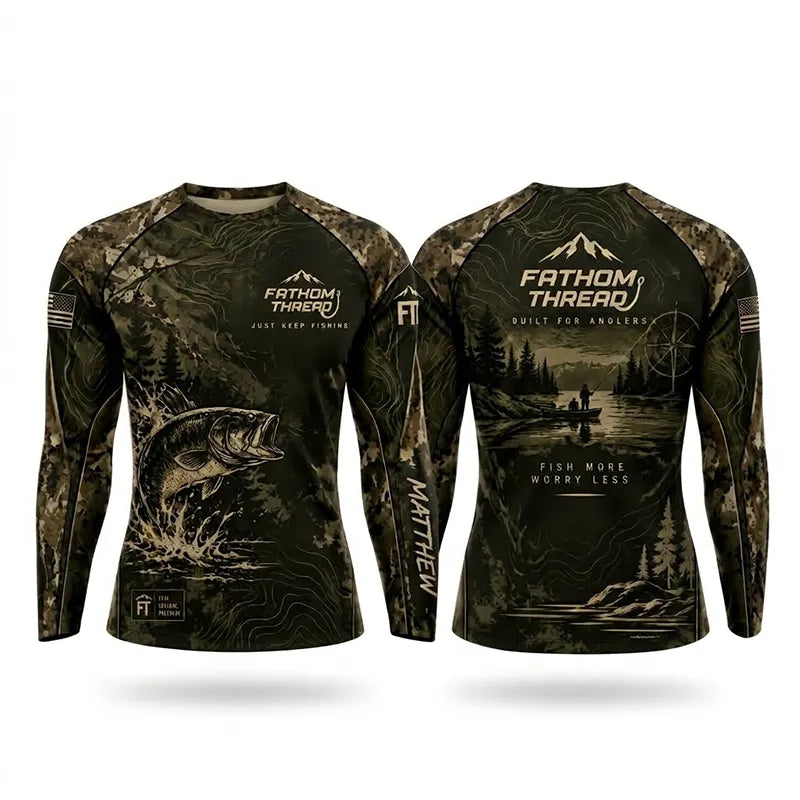 Fathom Thread Fish More Worry Less Fishing Long Sleeve Shirt