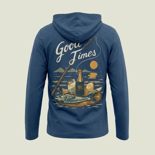 Fathom Threads Good Times Fishing Hooded Long Sleeve Shirt