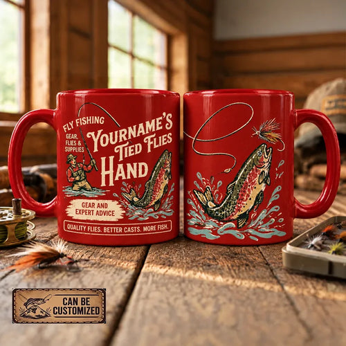 Personalized Hand Tied Flies Rainbow Trout Fly Fishing Mug