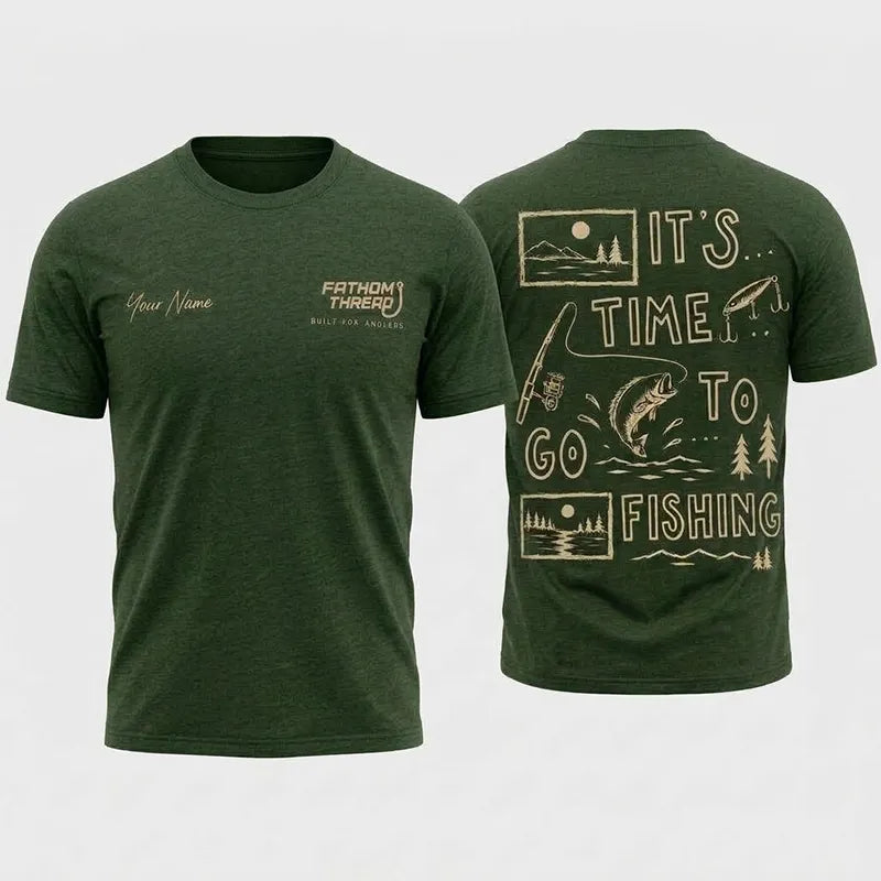 Personalized It's Time To Go Fishing Fathom Thread T-Shirt
