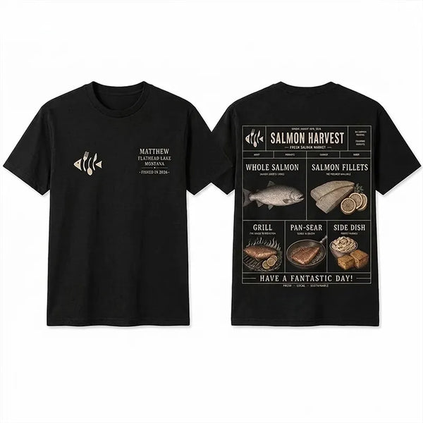 Salmon Harvest Vintage Fishing T-Shirt