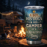 A Boy His Dogs & His Camper Personalized Camping Tumbler