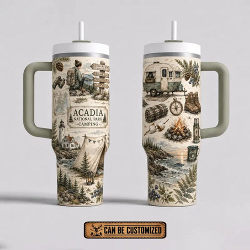 Acadia National Park Camping Personalized Handled Tumbler