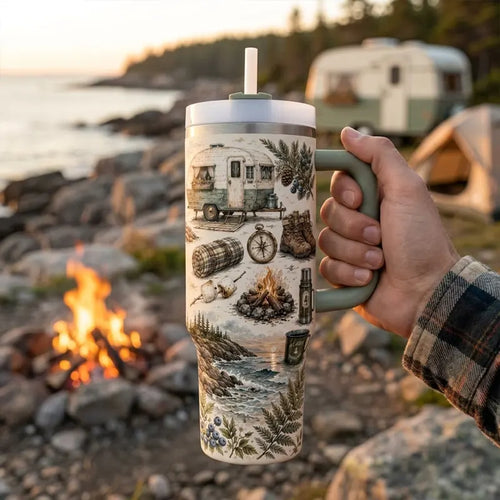 Acadia National Park Camping Personalized Handled Tumbler