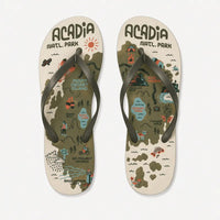 Acadia National Park Illustrated Map Flip Flops