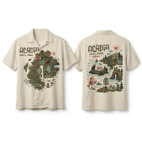 Acadia National Park Illustrated Map Hawaiian Shirt