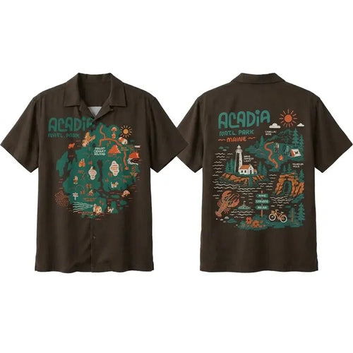 Acadia National Park Illustrated Map Hawaiian Shirt