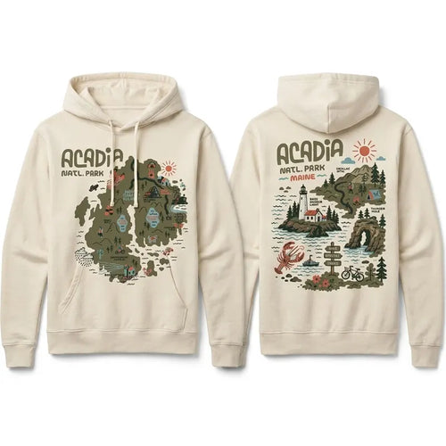 Acadia National Park Illustrated Map Hoodie