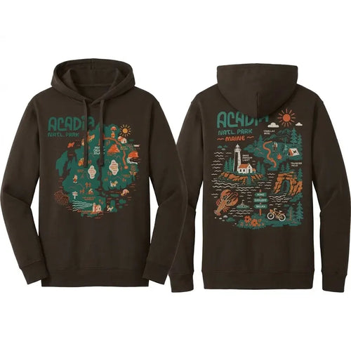 Acadia National Park Illustrated Map Hoodie