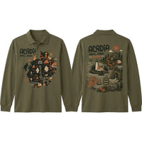 Acadia National Park Illustrated Map Polo Long Sleeve Shirt