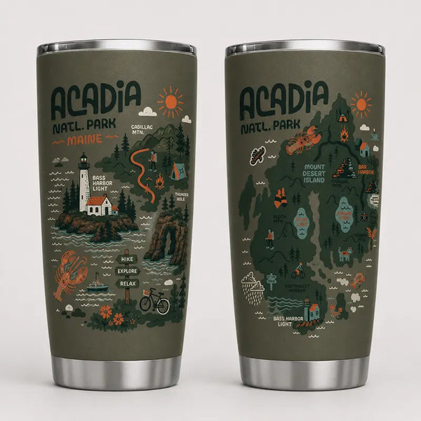 Acadia National Park Illustrated Map Tumbler