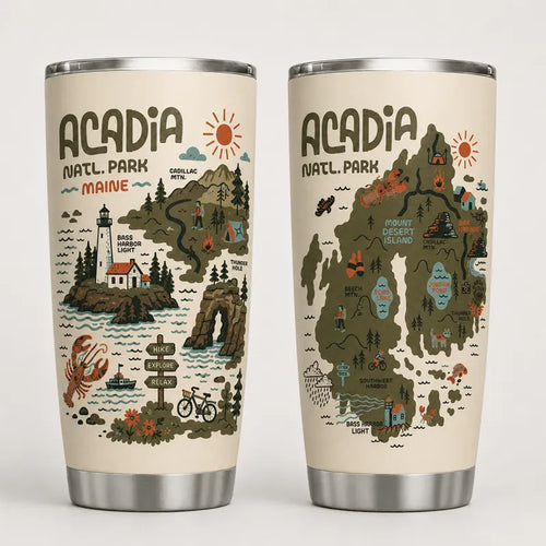 Acadia National Park Illustrated Map Tumbler