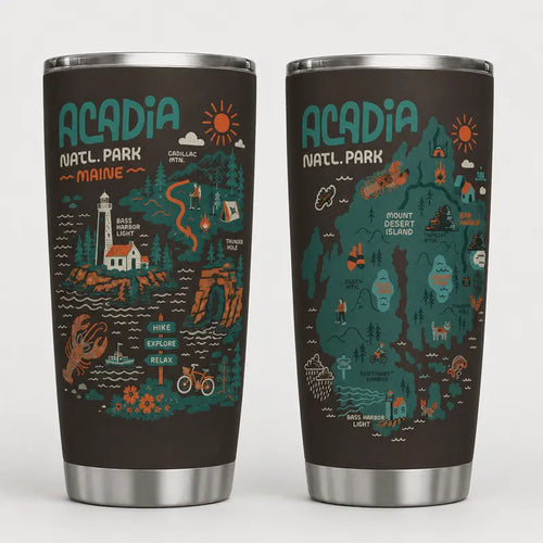 Acadia National Park Illustrated Map Tumbler
