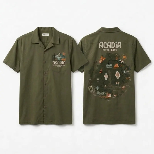 Acadia National Park Map Hawaiian Shirt 2026