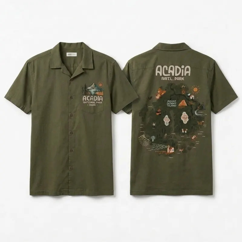 Acadia National Park Map Hawaiian Shirt