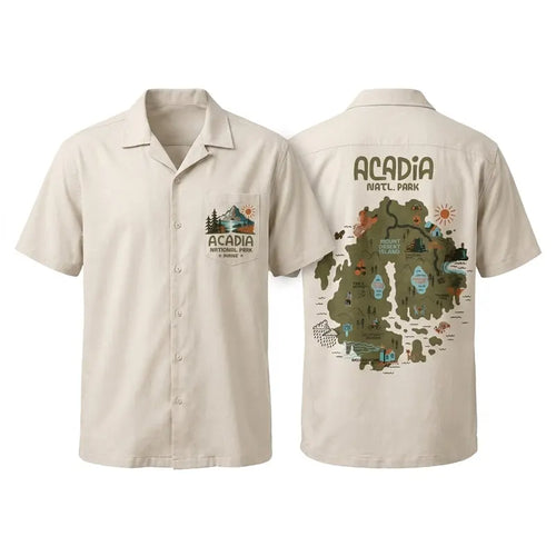 Acadia National Park Map Hawaiian Shirt